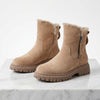 Boots in Veloursleder-Optik mit Fellimitat-Futter
