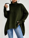 Oversized Rollkragen-Pullover Asymmetrischer Saum