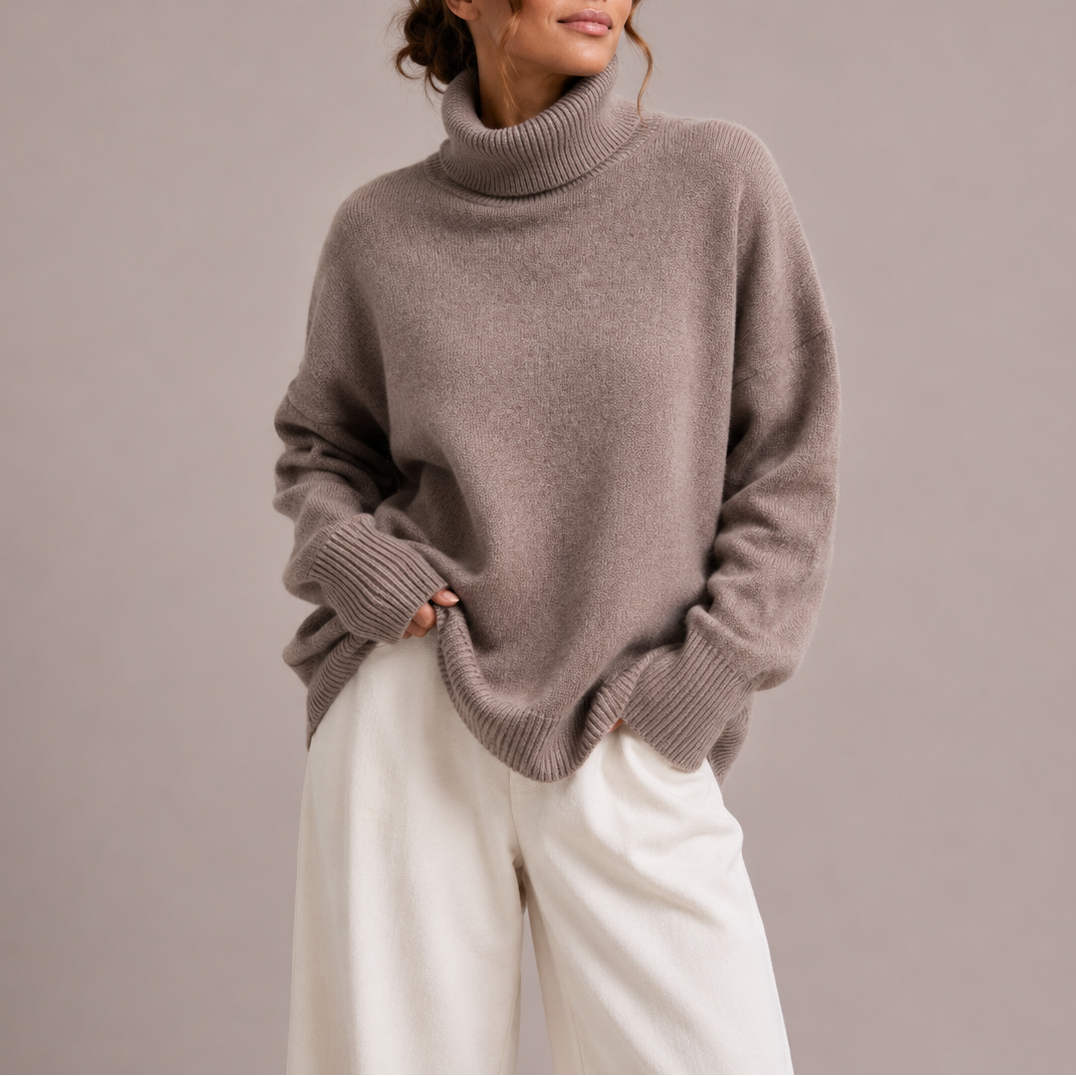 Oversized Rollkragenpullover Damen Grobstrick