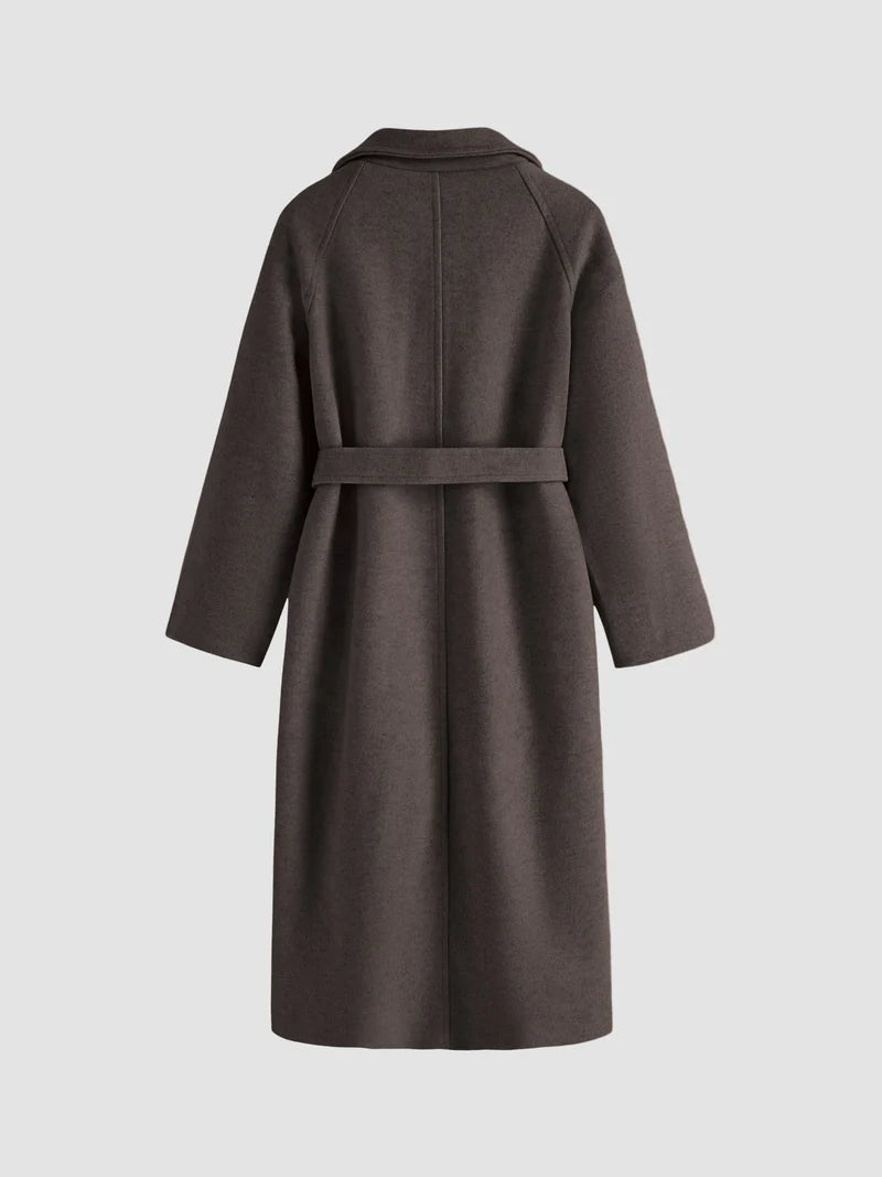 Gegürteter Mantel aus Wollmischung, Longline