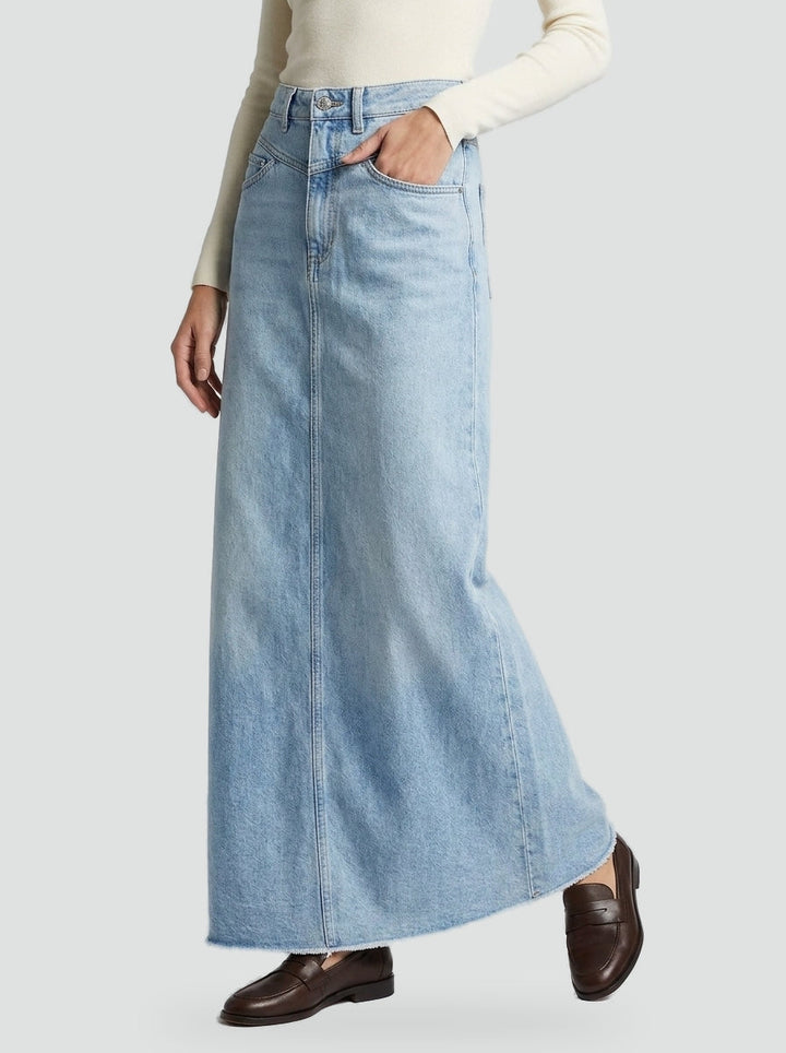 Jeans-Maxirock High Waist A-Linie fürs Büro