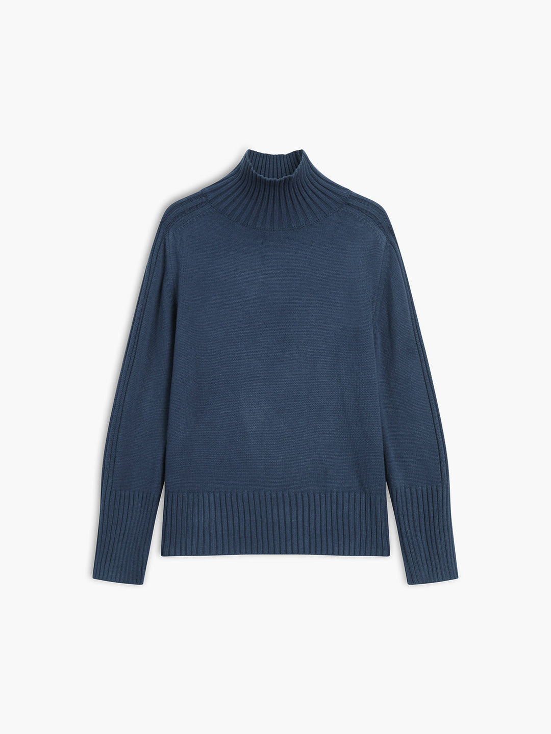 Rippstrick Pullover mit Stehkragen – Marineblau
