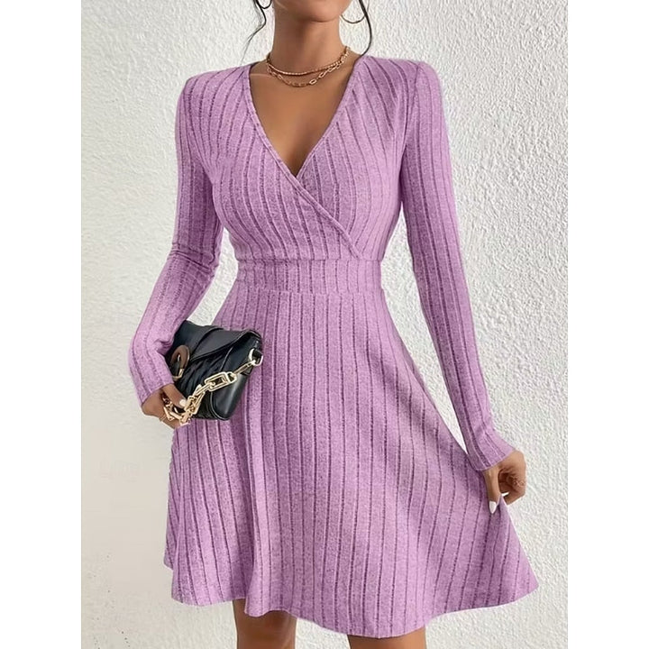 Rippstrick Wickelkleid fürs Büro