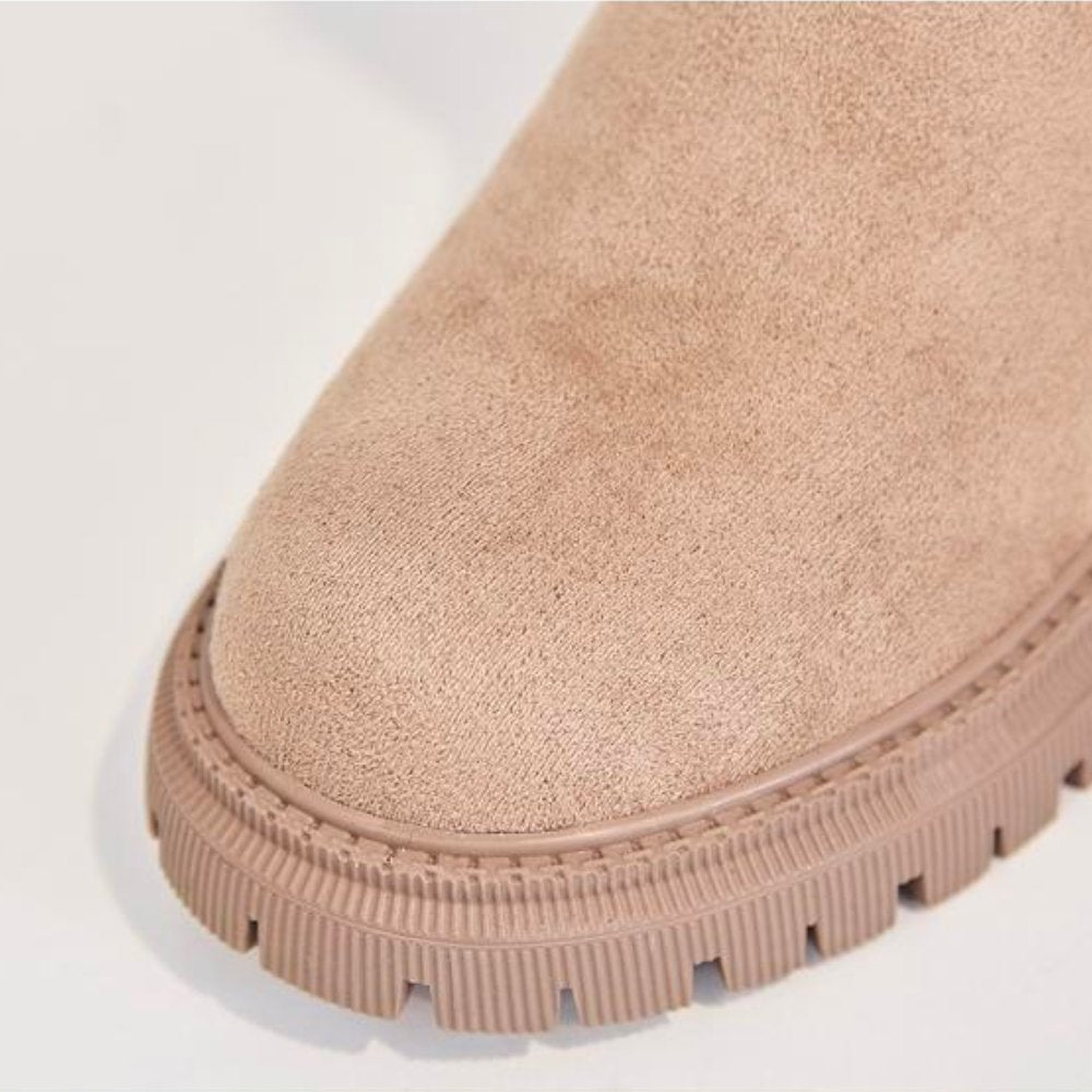 Boots in Veloursleder-Optik mit Fellimitat-Futter