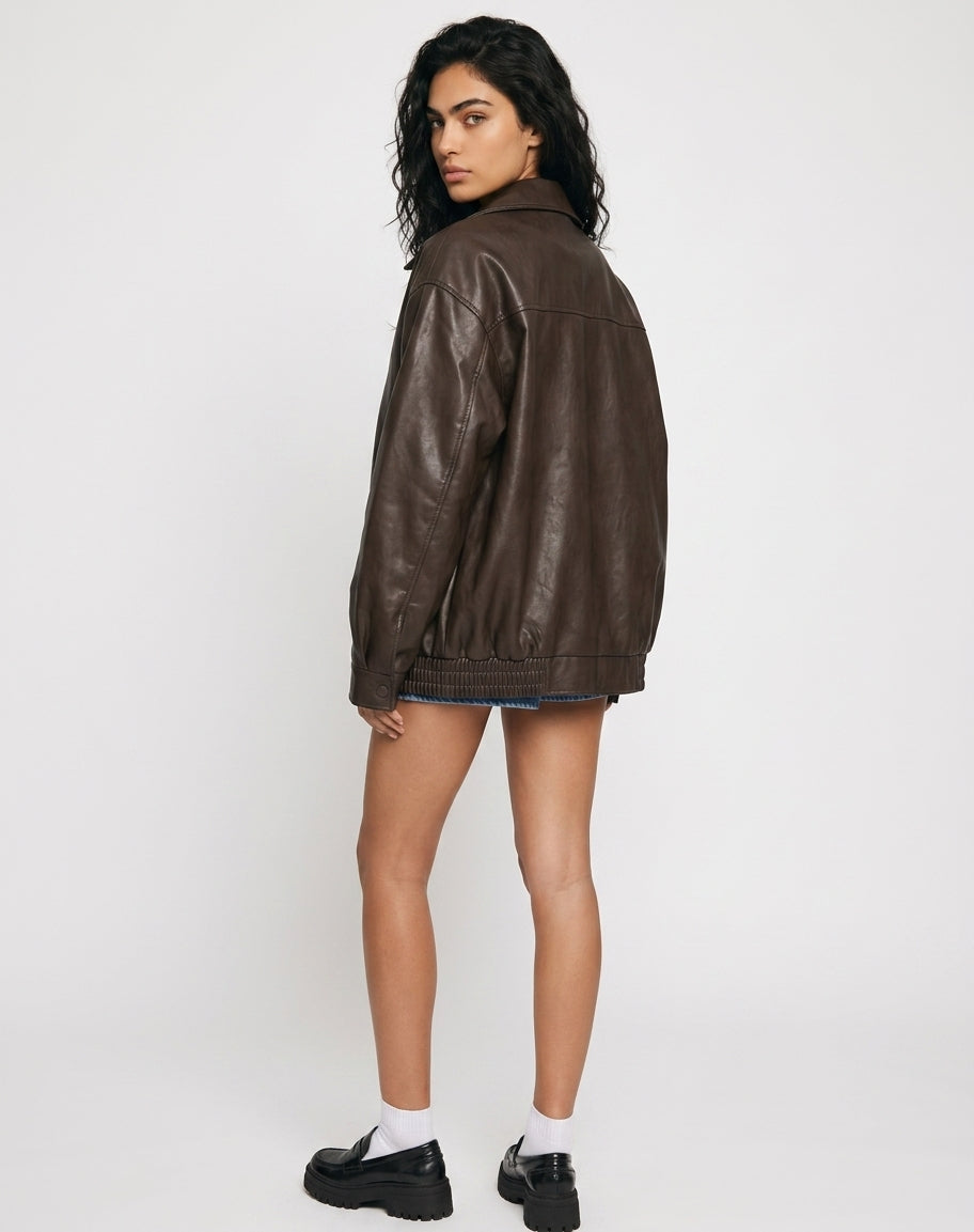 Oversized Bomberjacke aus Kunstleder