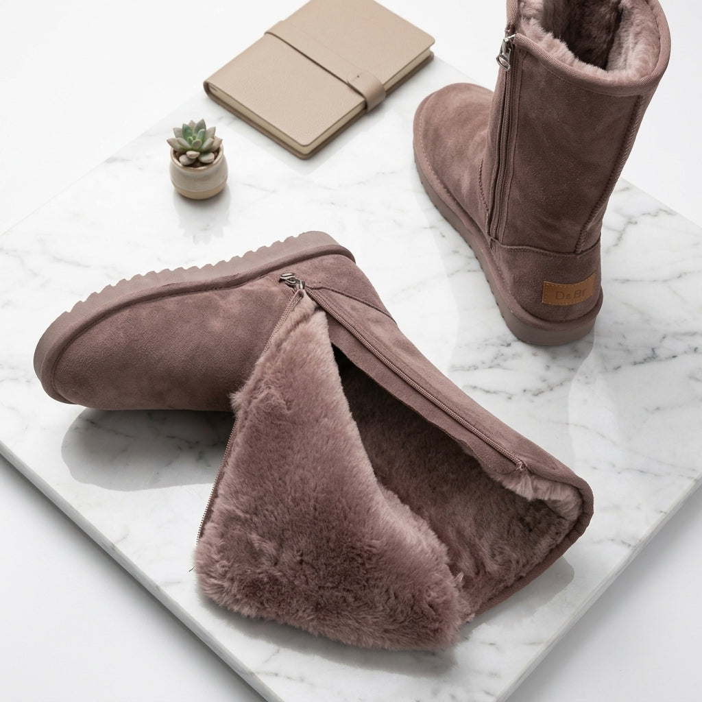 Knielange Winterboots mit Fellfutter