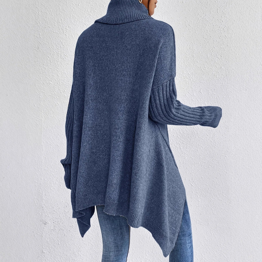 Oversized Rollkragen-Pullover Asymmetrischer Saum