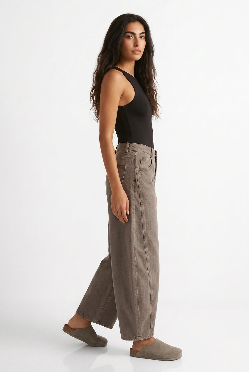 Barrel Leg Jeans High Waist Relaxed Fit