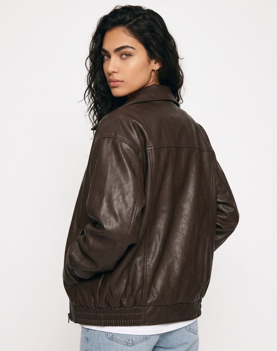 Oversized Bomberjacke aus Kunstleder