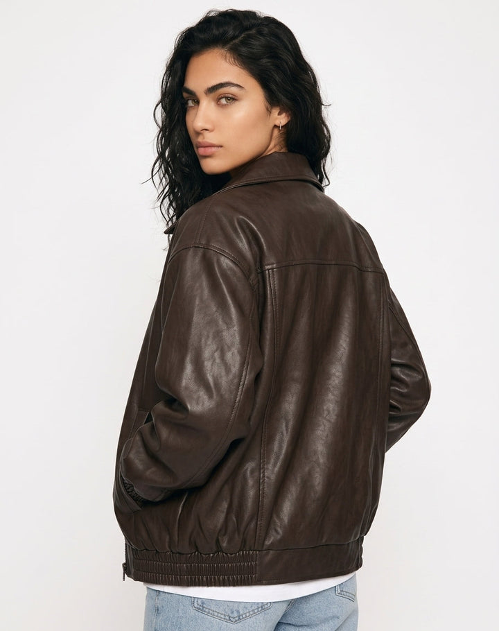 Oversized Bomberjacke aus Kunstleder