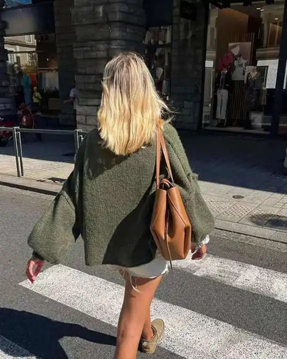 Oversized Strickpullover mit Bishop-Ärmeln