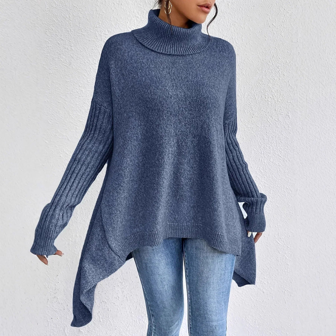 Oversized Rollkragen-Pullover Asymmetrischer Saum