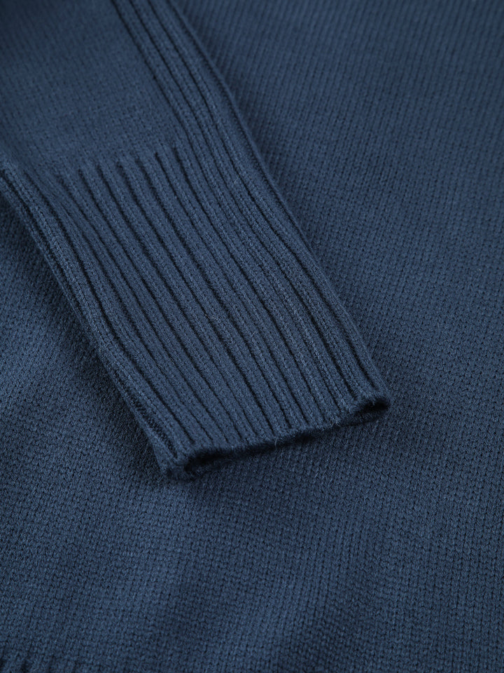 Rippstrick Pullover mit Stehkragen