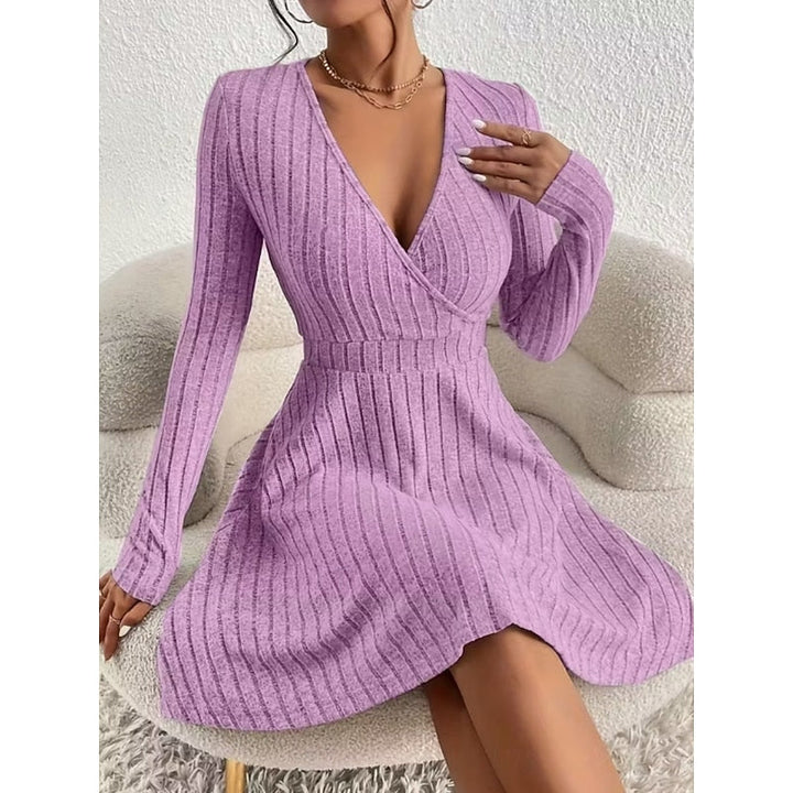 Rippstrick Wickelkleid fürs Büro