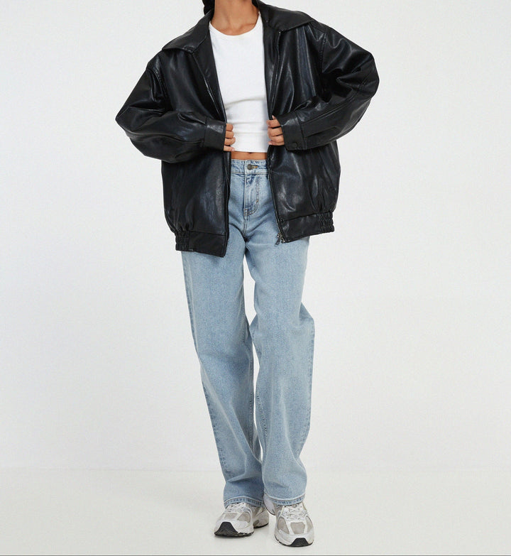 Oversized Bomberjacke aus Kunstleder