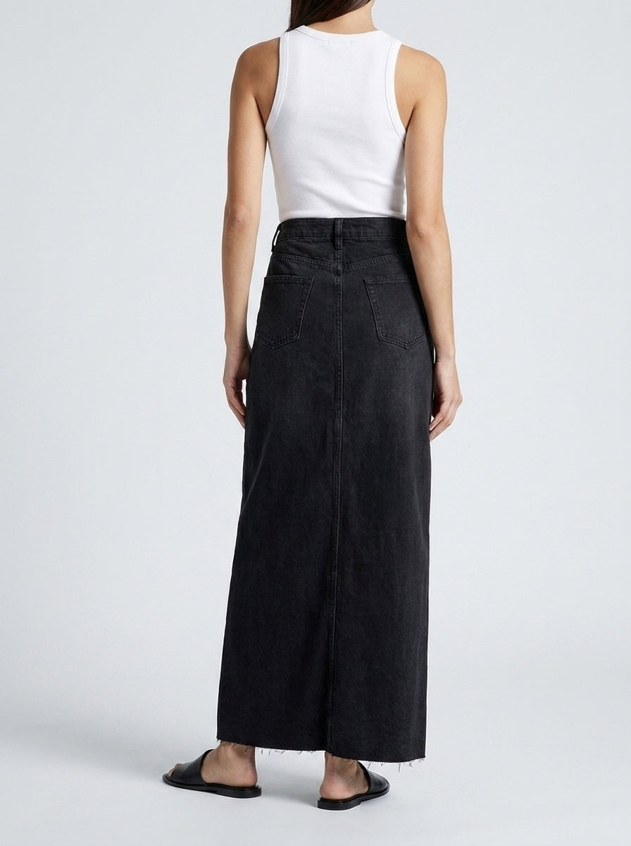 Jeans-Maxirock High Waist A-Linie fürs Büro