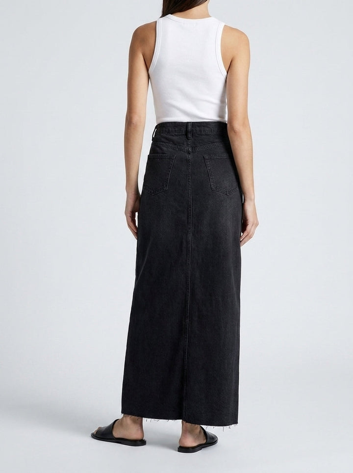 Jeans-Maxirock High Waist A-Linie fürs Büro