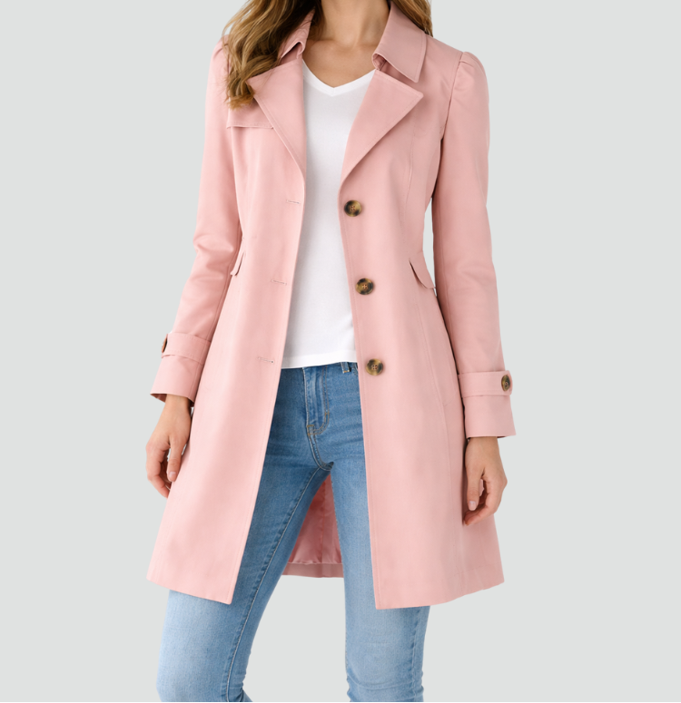 Schlanker Trenchcoat mit Taillengürtel – Rosa