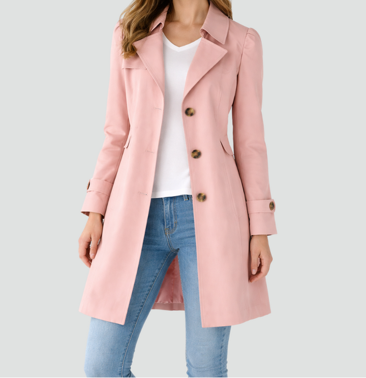 Schlanker Trenchcoat mit Taillengürtel – Rosa