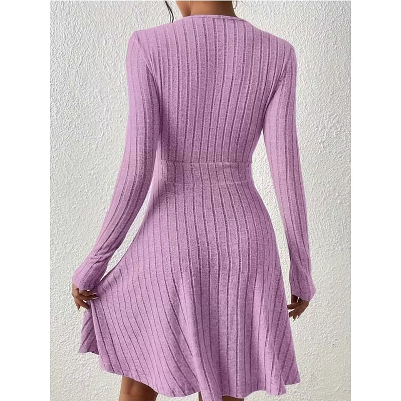 Rippstrick Wickelkleid fürs Büro