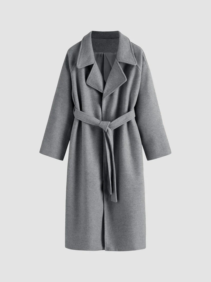Gegürteter Mantel aus Wollmischung, Longline – Grau