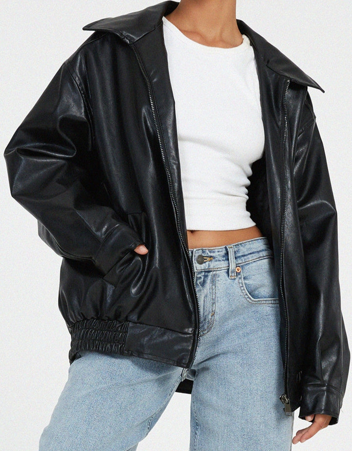 Oversized Bomberjacke aus Kunstleder