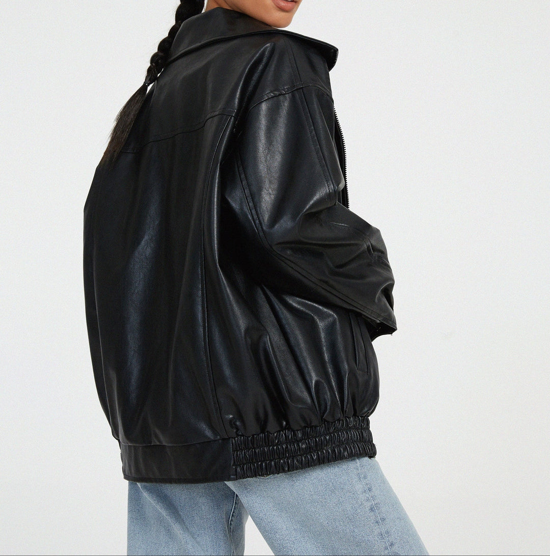 Oversized Bomberjacke aus Kunstleder