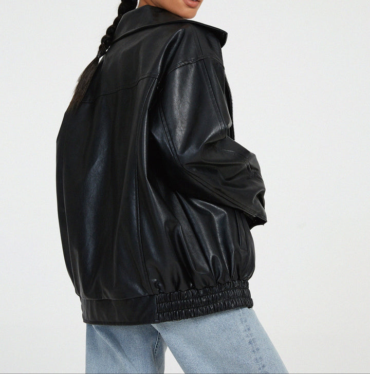 Oversized Bomberjacke aus Kunstleder
